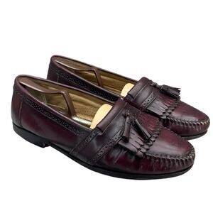 G.H. Bass & Co Weejuns Burgundy Leather Kiltie Tassel Slip On Loafers Men 11E